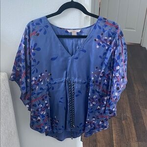 Hype Blue 100% silk Floral Blouse